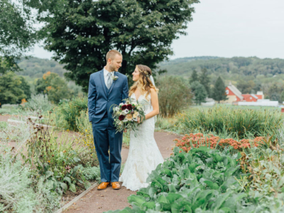 bride and groom on the grounds of Springton Manor Farm