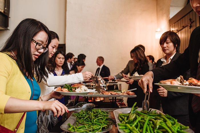 A fantastic buffet at the Chang wedding at Phoenixville Foundry