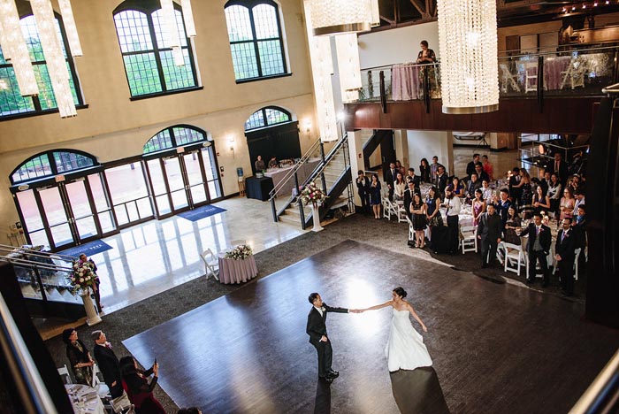 Cupola ballroom dance floor at the Chang Wedding at Phoenixville Foundry