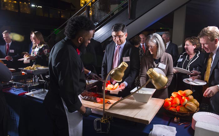 Beef tenderloin and turkey carving station at a Phoenixville corporate event